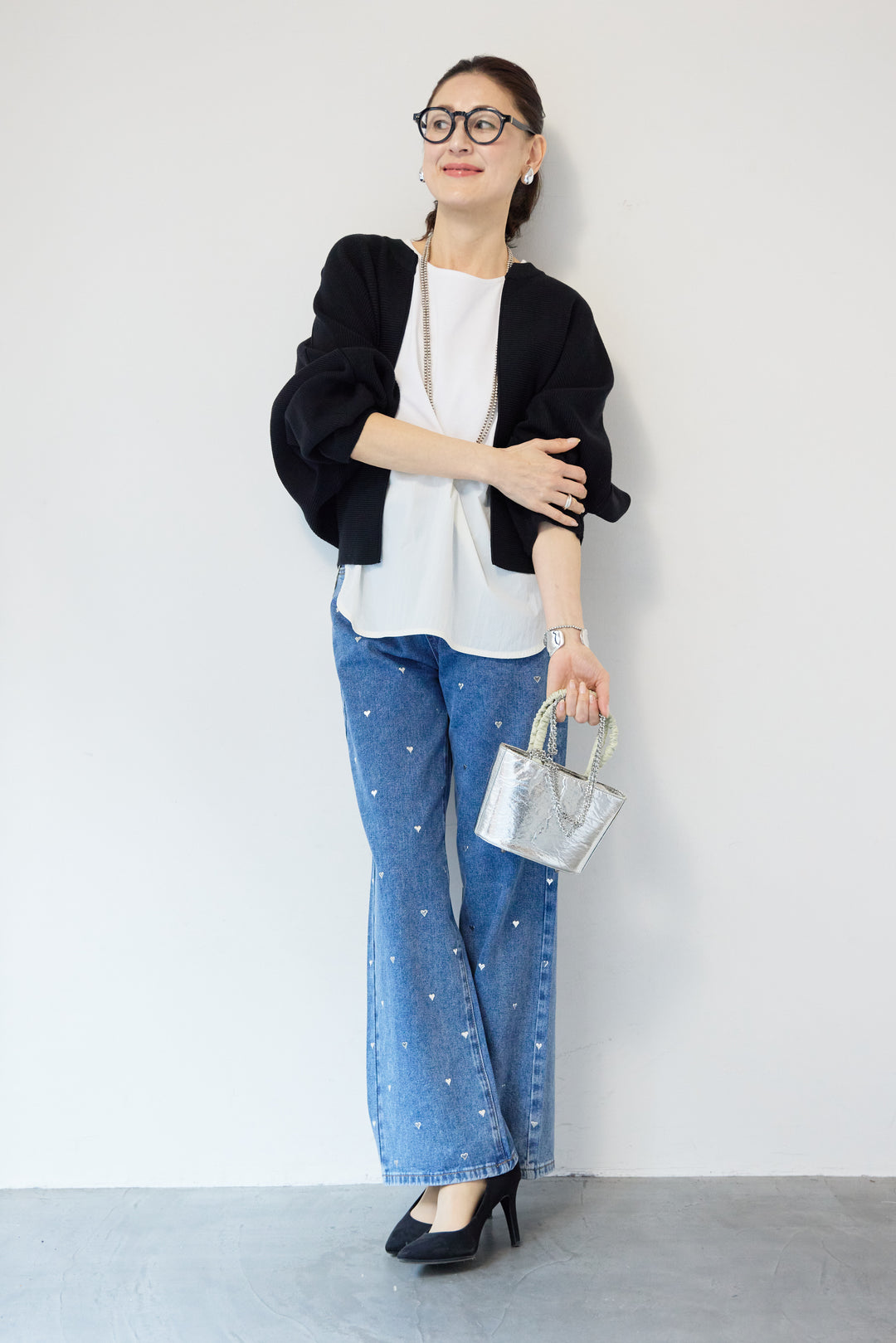 ハートスタッズ デニムパンツ