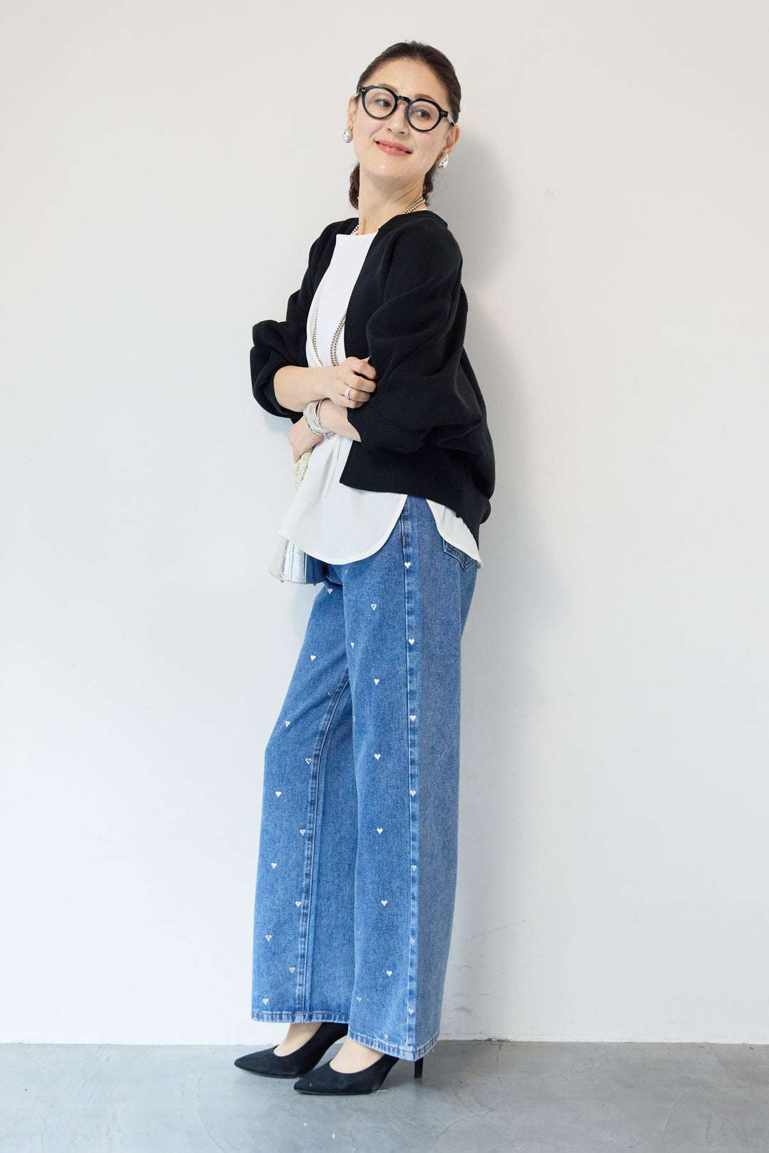 ハートスタッズ デニムパンツ