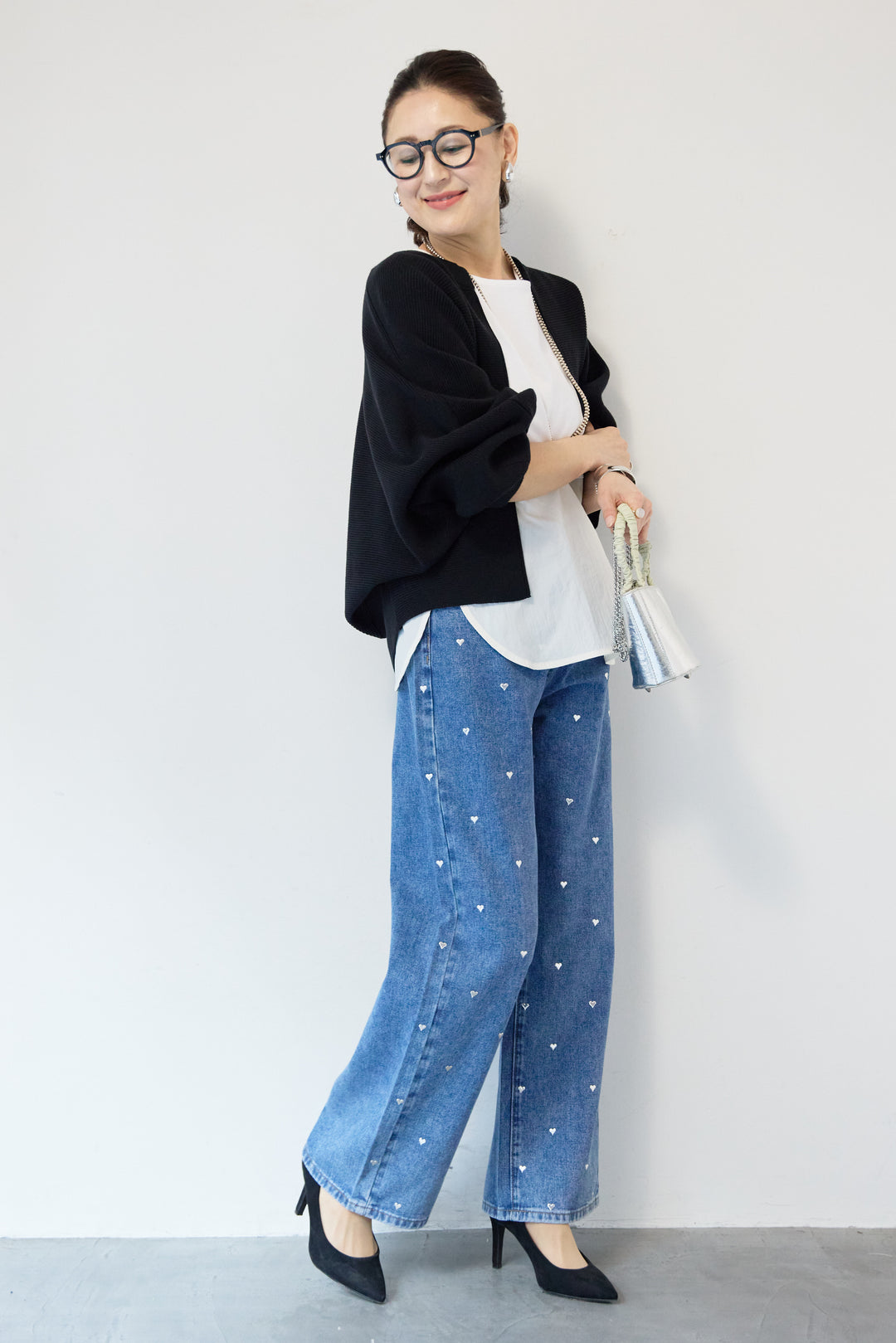 ハートスタッズ デニムパンツ