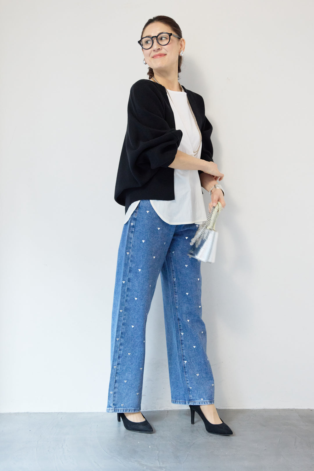 ハートスタッズ デニムパンツ