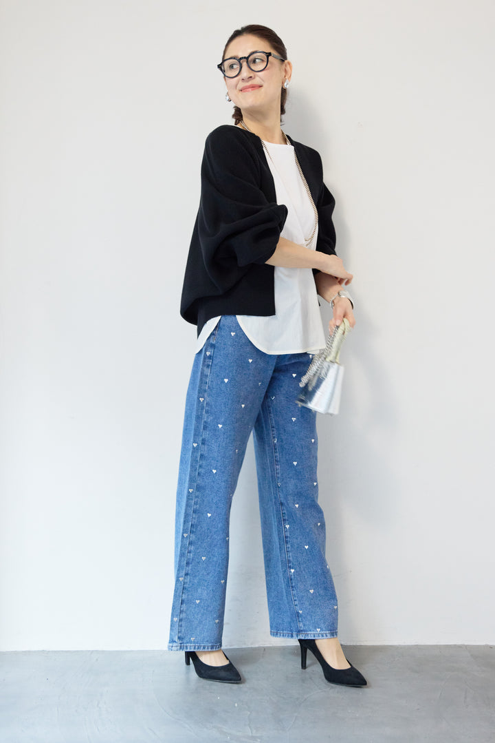 ハートスタッズ デニムパンツ