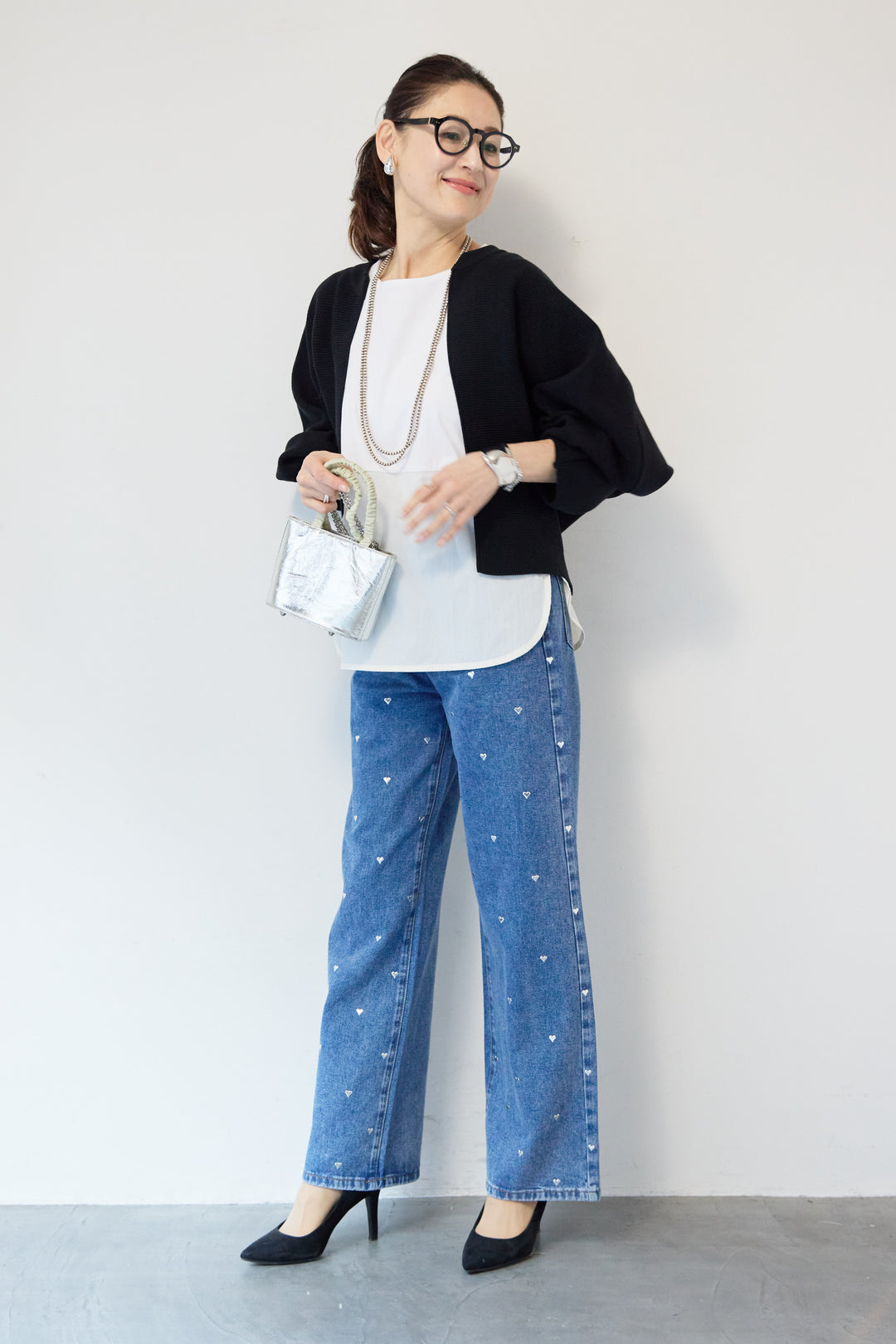 ハートスタッズ デニムパンツ