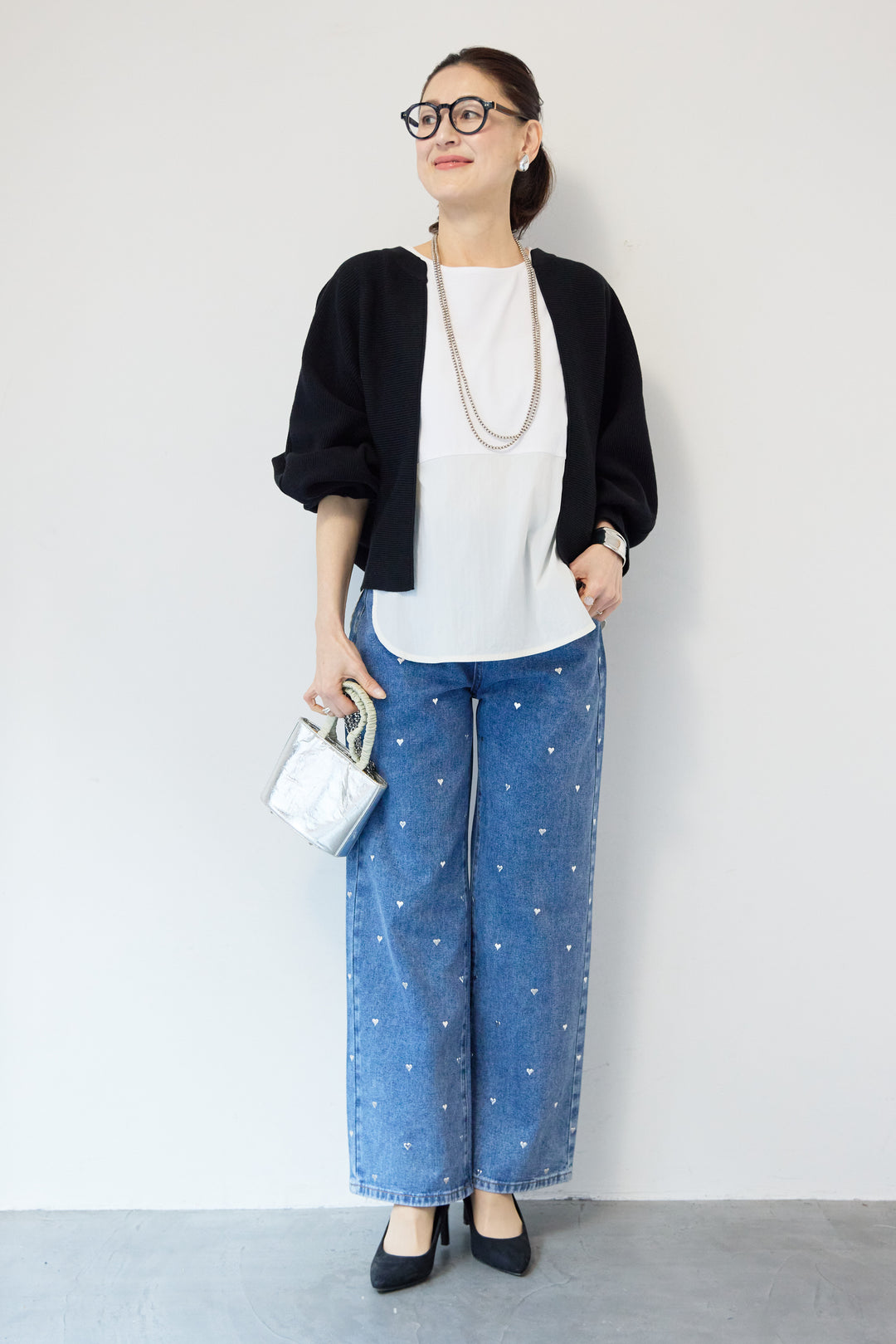 ハートスタッズ デニムパンツ