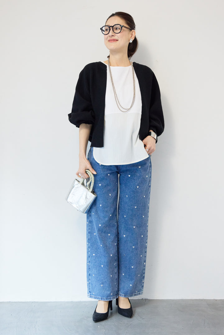 ハートスタッズ デニムパンツ