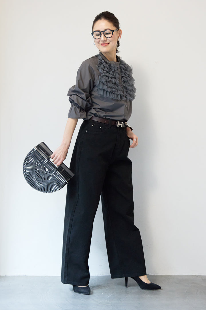 チュールフリルブラウス