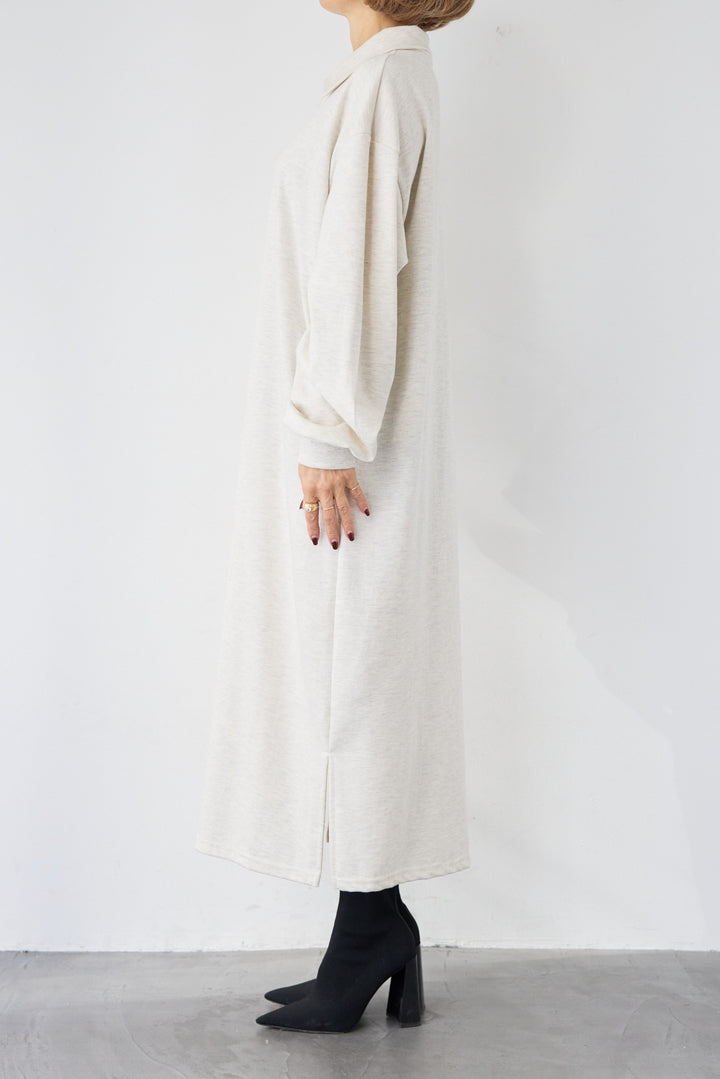 ハーフジップ・ルーズスウェットマキシワンピース