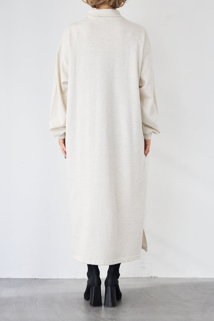 ハーフジップ・ルーズスウェットマキシワンピース
