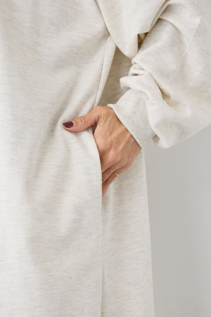 ハーフジップ・ルーズスウェットマキシワンピース