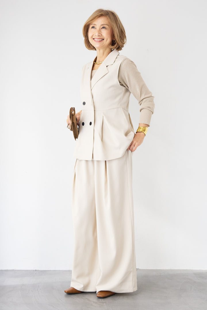 2タック ベルテッド・ワイドストレートパンツ（セットアップ対応）