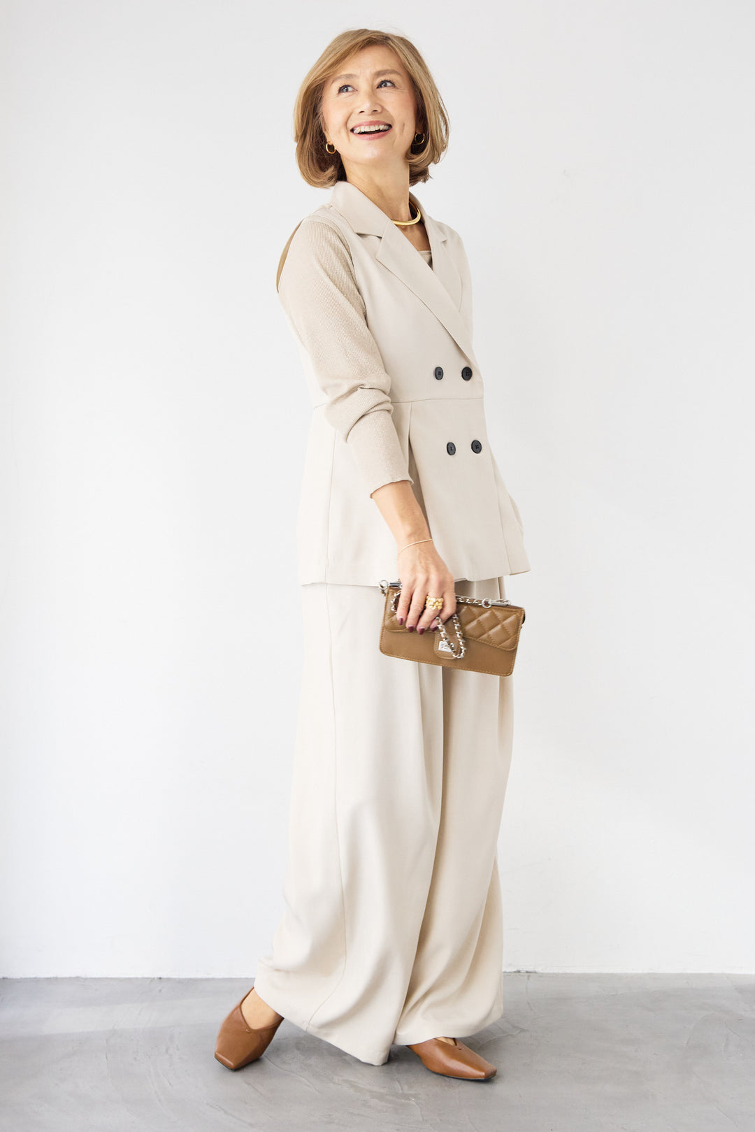 2タック ベルテッド・ワイドストレートパンツ（セットアップ対応）