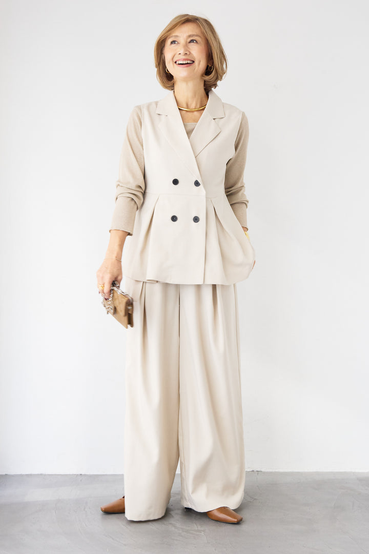 ツイルタック ペプラムベスト（セットアップ対応）