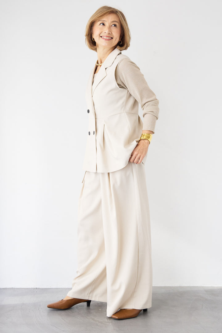 2タック ベルテッド・ワイドストレートパンツ（セットアップ対応）