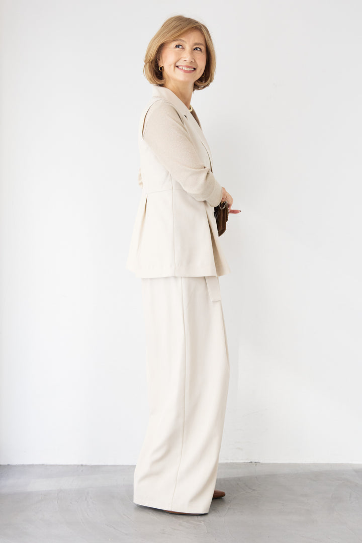 2タック ベルテッド・ワイドストレートパンツ（セットアップ対応）