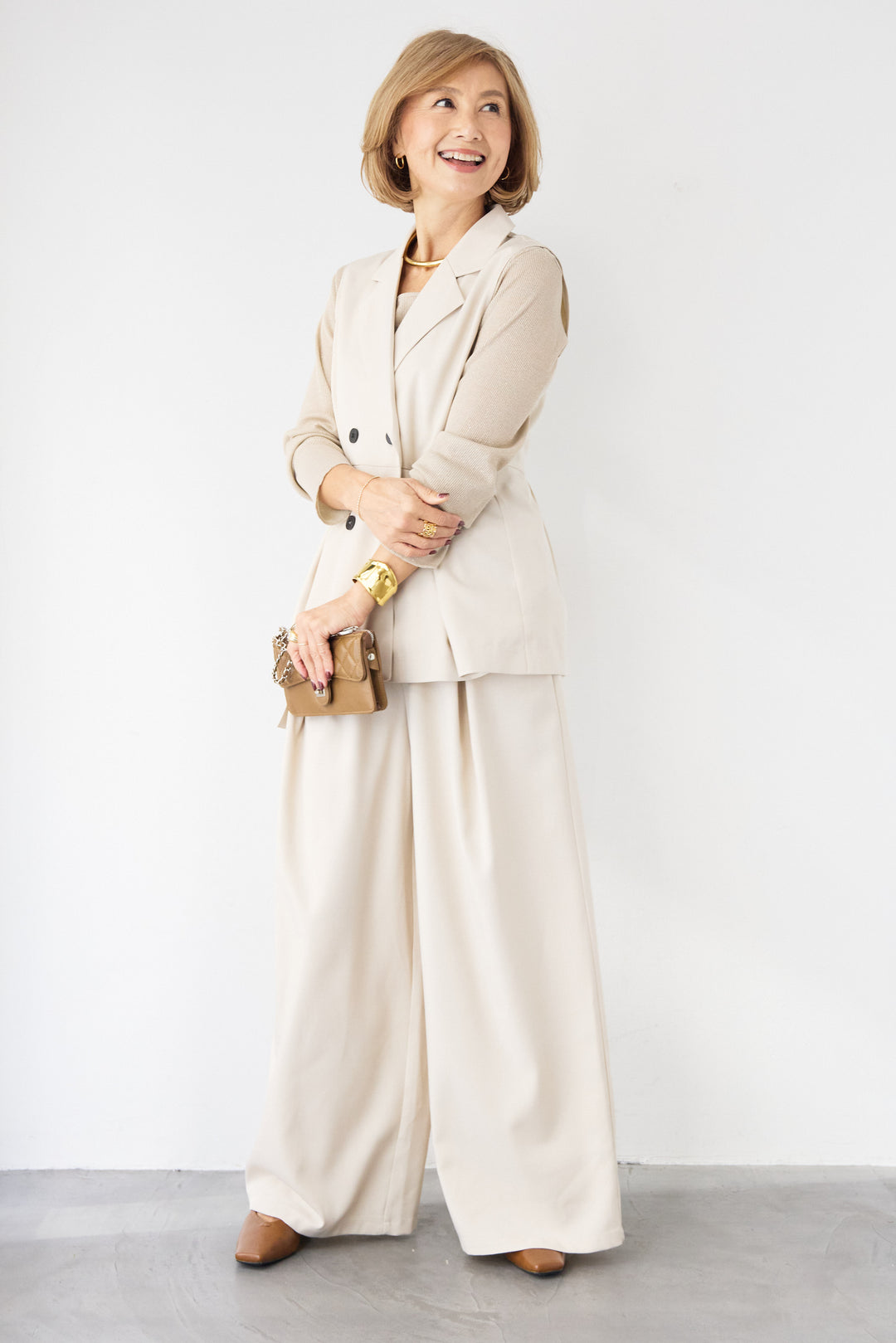 ツイルタック ペプラムベスト（セットアップ対応）