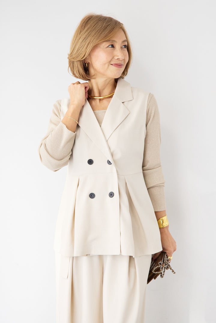 グリッターリブ スクエアネック・シアーカットソー