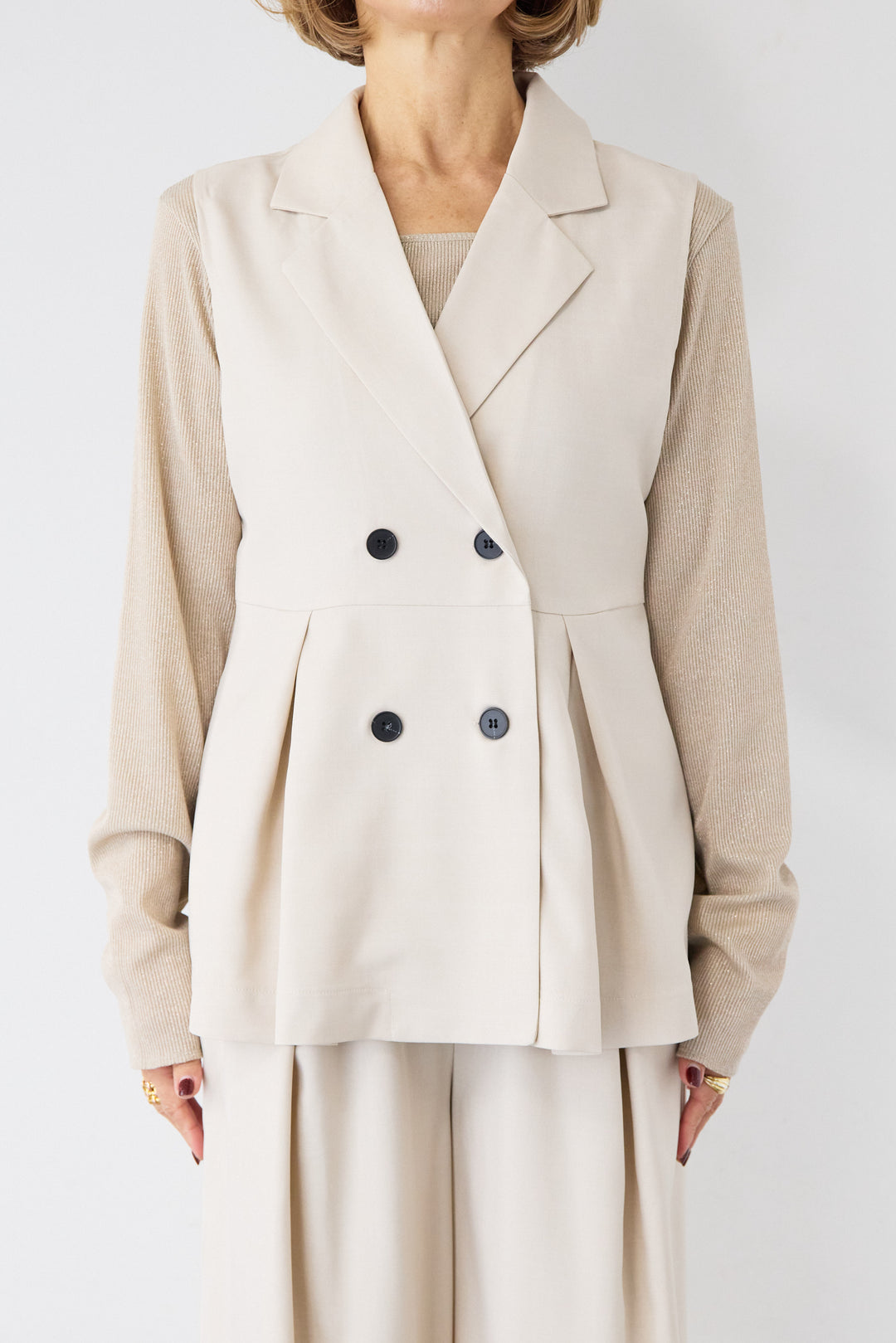 ツイルタック ペプラムベスト（セットアップ対応）