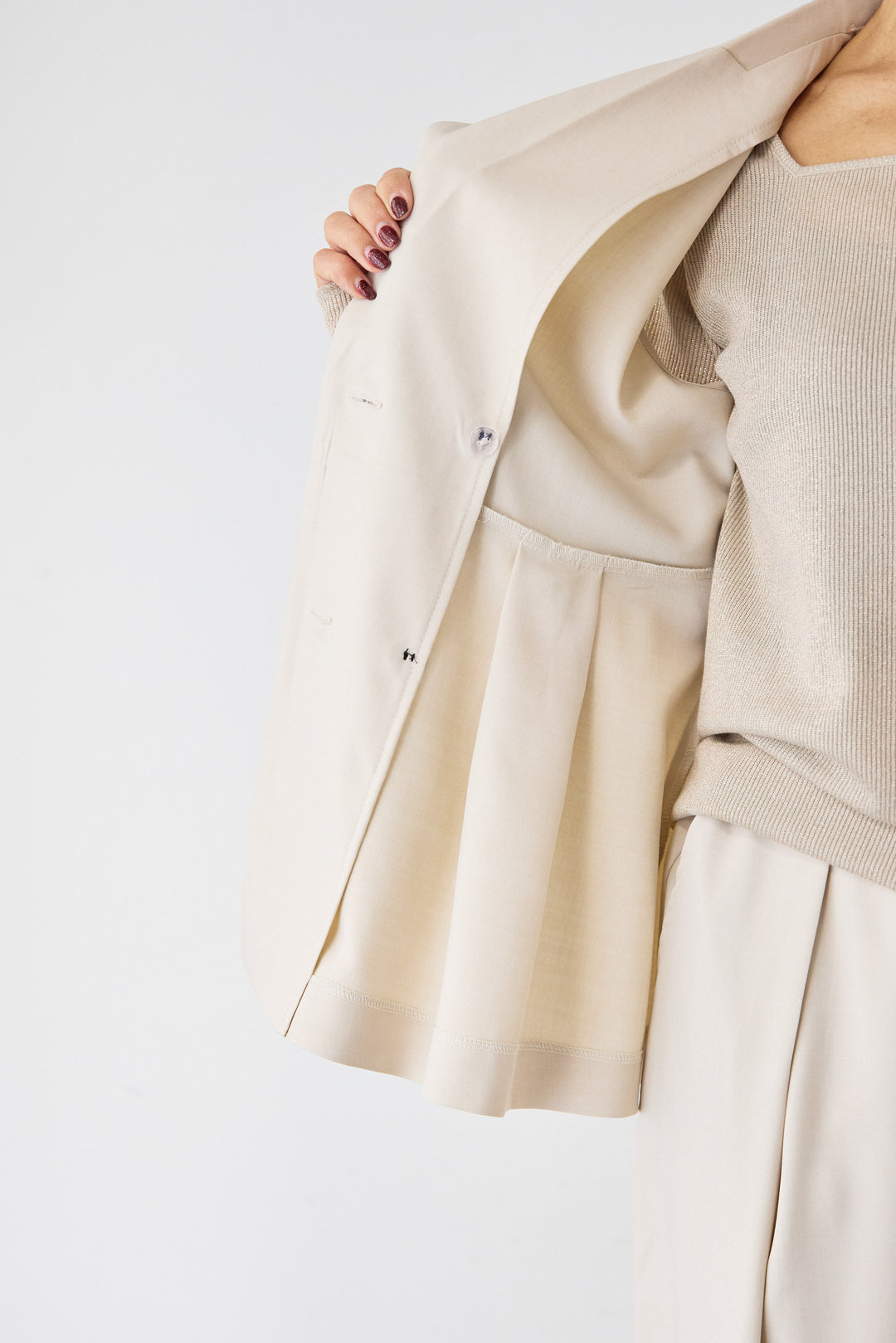 ツイルタック ペプラムベスト（セットアップ対応）