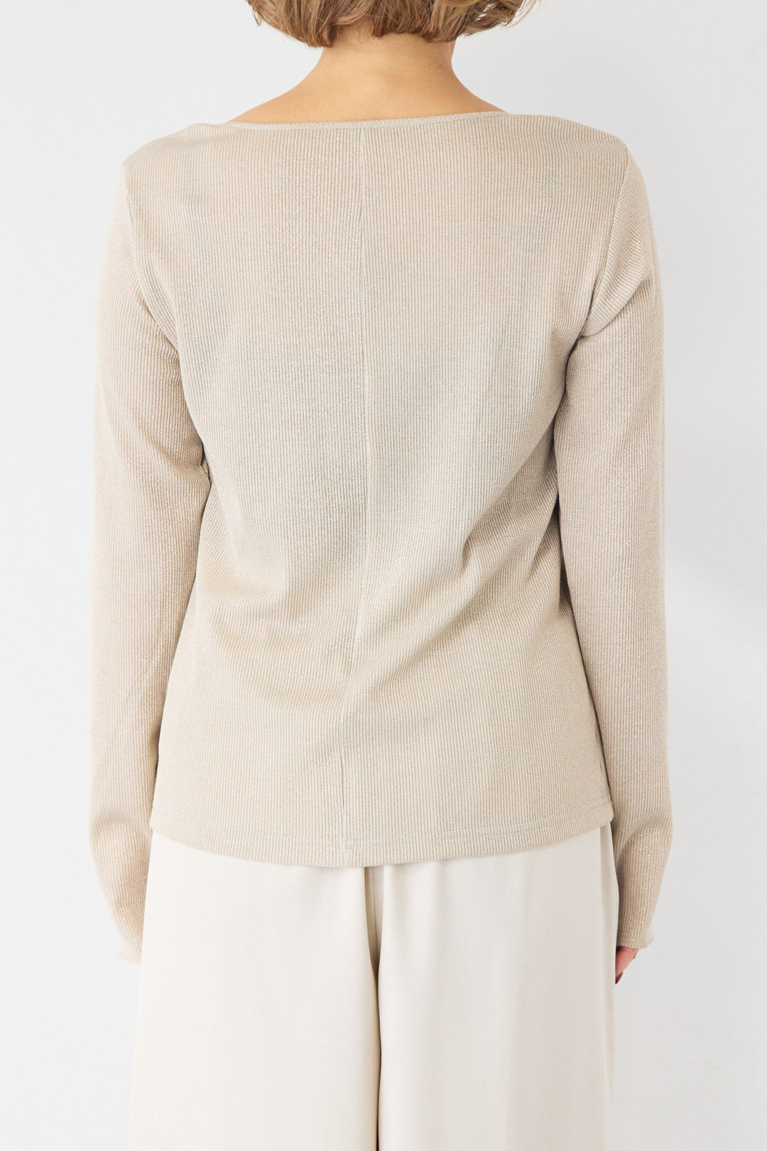 グリッターリブ スクエアネック・シアーカットソー