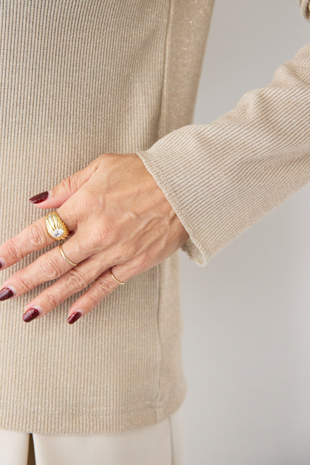 グリッターリブ スクエアネック・シアーカットソー