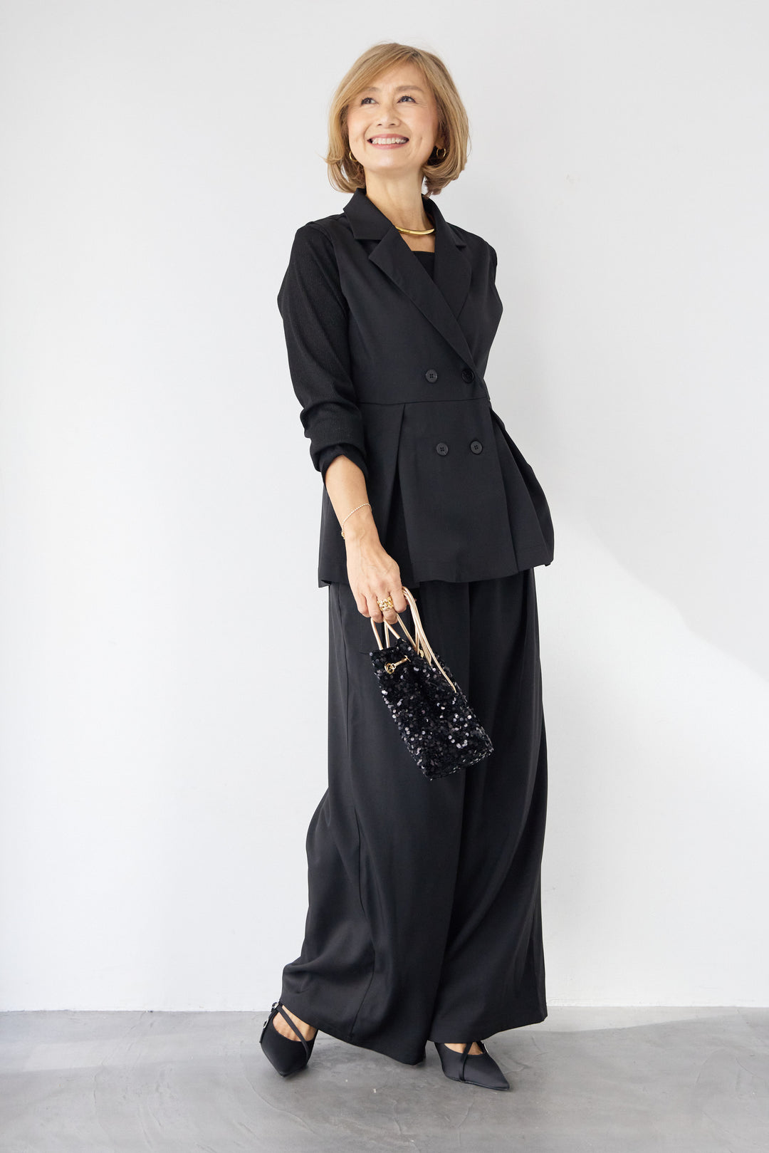 2タック ベルテッド・ワイドストレートパンツ（セットアップ対応）