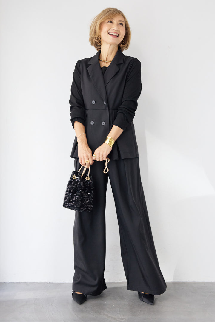 2タック ベルテッド・ワイドストレートパンツ（セットアップ対応）