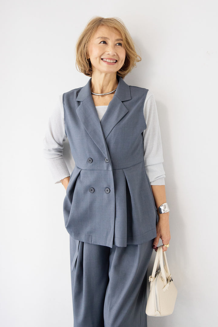 2タック ベルテッド・ワイドストレートパンツ（セットアップ対応）