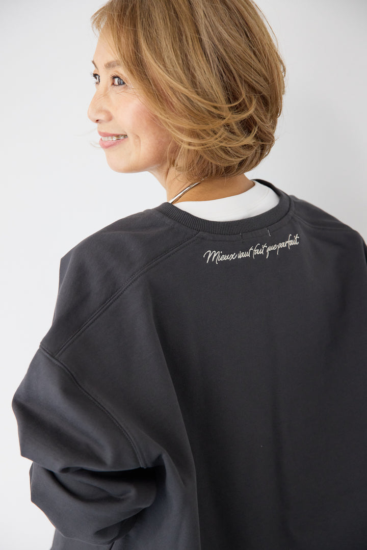 [SET]深Vネック ロゴ刺繍 ショートスウェットプルオーバー+ジョーゼットライク・カーゴジョガーパンツ(2set)