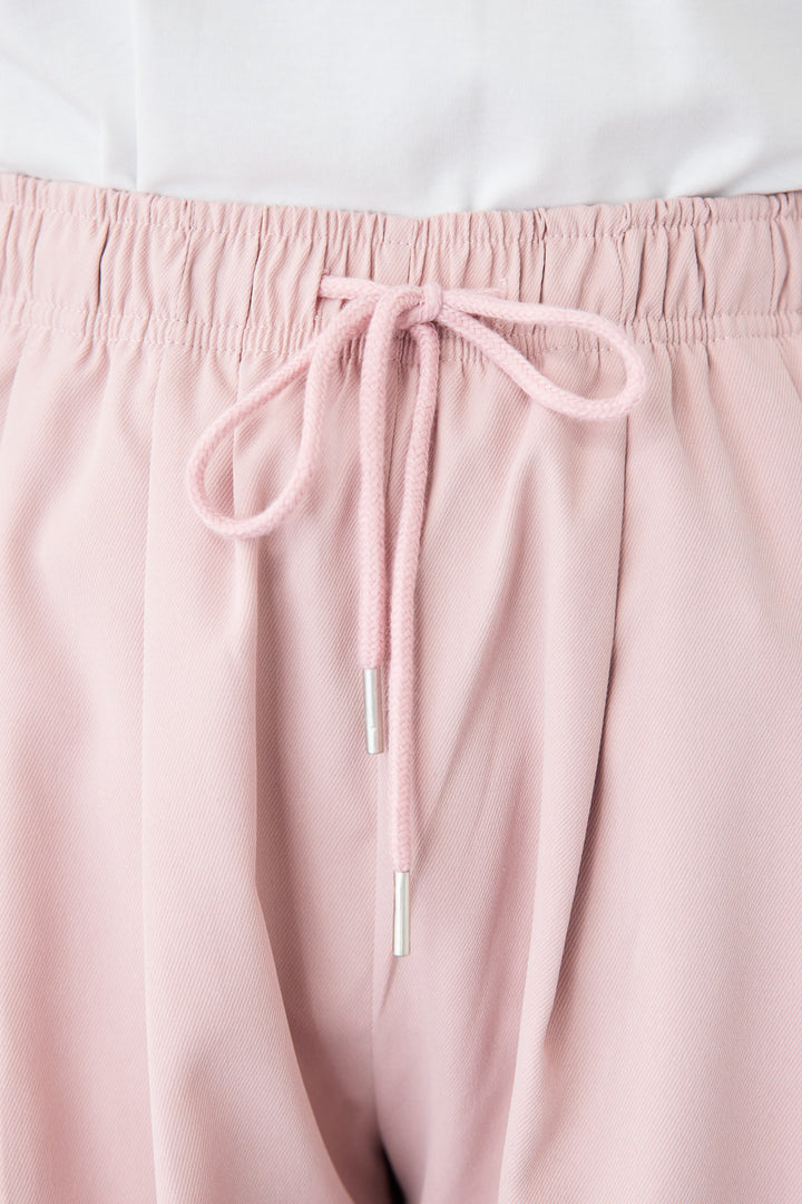 [SET]深Vネック ロゴ刺繍 ショートスウェットプルオーバー+ジョーゼットライク・カーゴジョガーパンツ(2set)