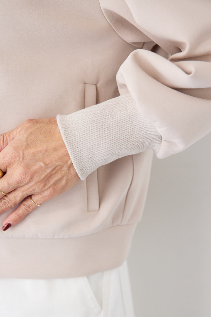 [SET]ケープスリーブ・ショルダータックブルゾン+フロントライン セミワイド ストレートデニム(2set)