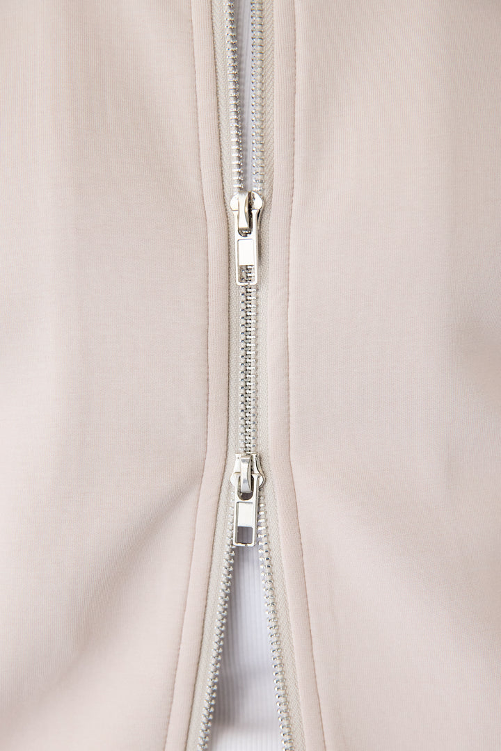 [SET]ケープスリーブ・ショルダータックブルゾン+フロントライン セミワイド ストレートデニム(2set)