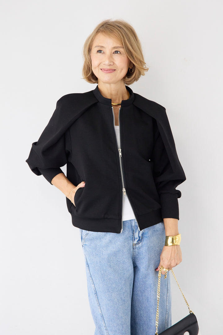 ケープスリーブ・ショルダータックブルゾン
