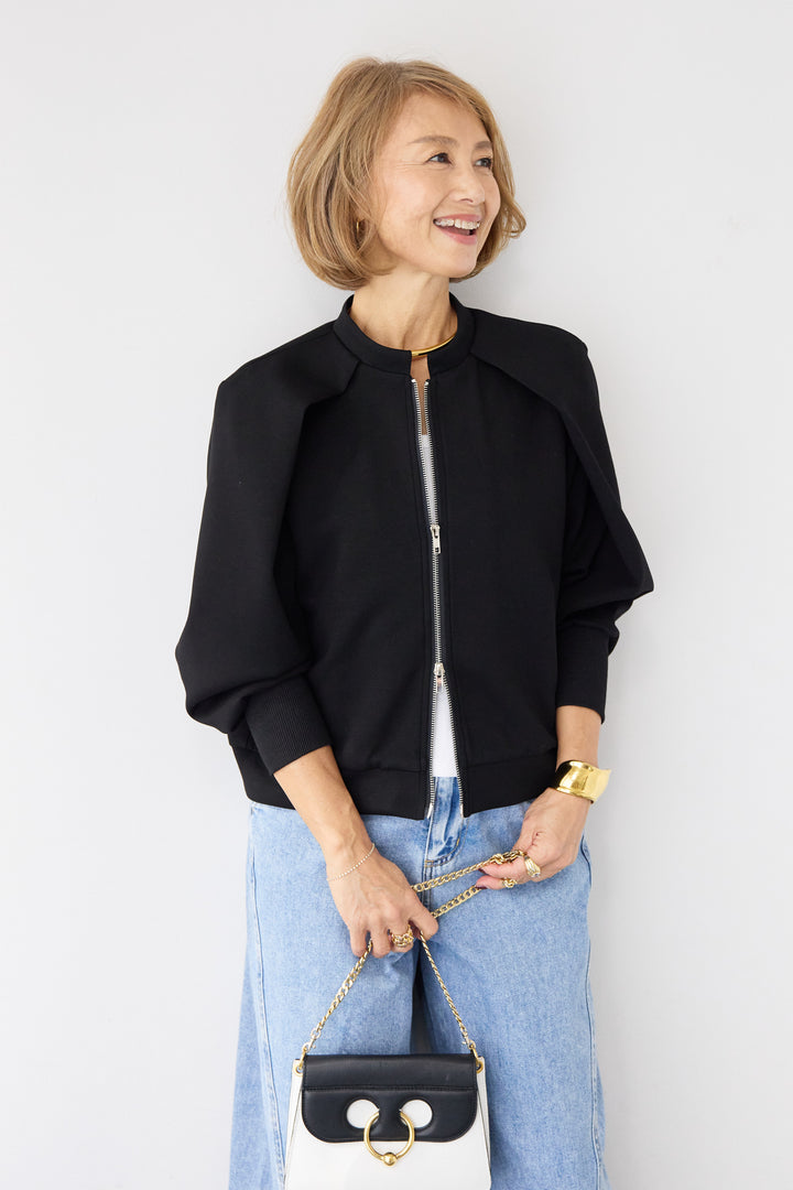 ケープスリーブ・ショルダータックブルゾン