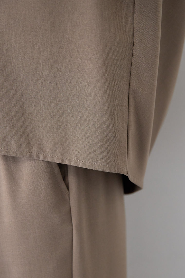 【2セットアップ】Vネックショートベスト × イージーワイドパンツ