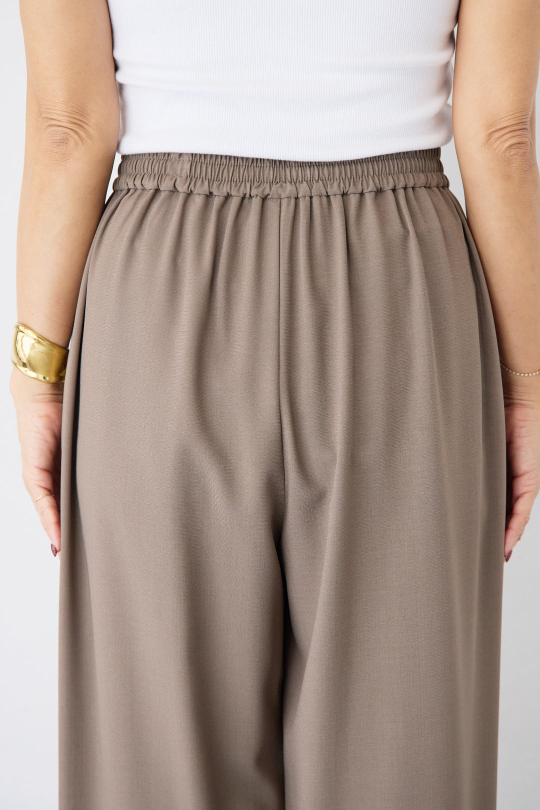 [SET]ボウタイ風ハイネック ボリュームスリーブブラウス+【2セットアップ】Vネックショートベスト × イージーワイドパンツ(2set)