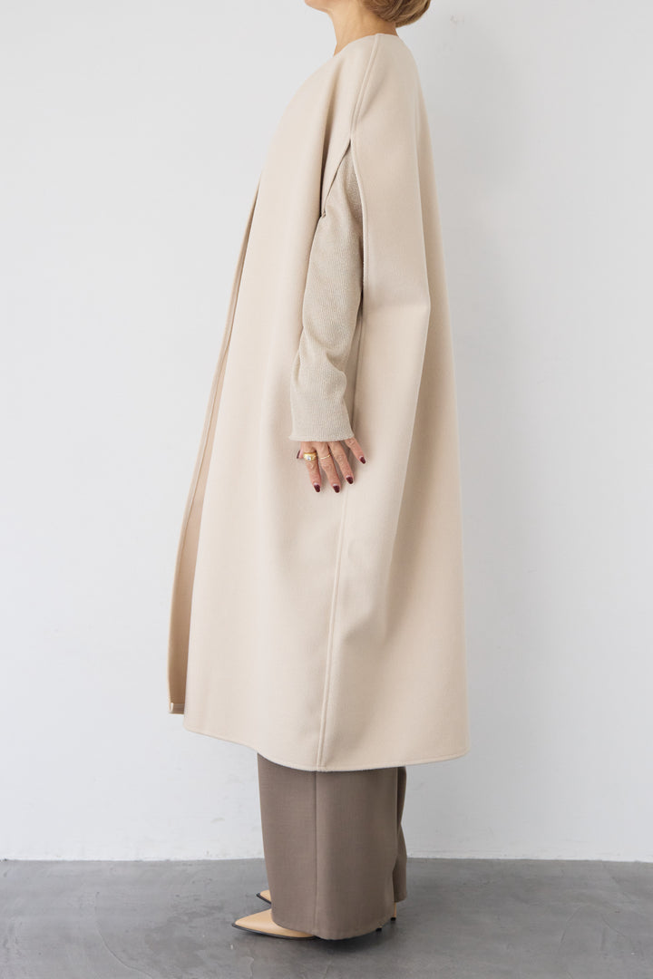 ウールライク・ノーカラー ロングジレ