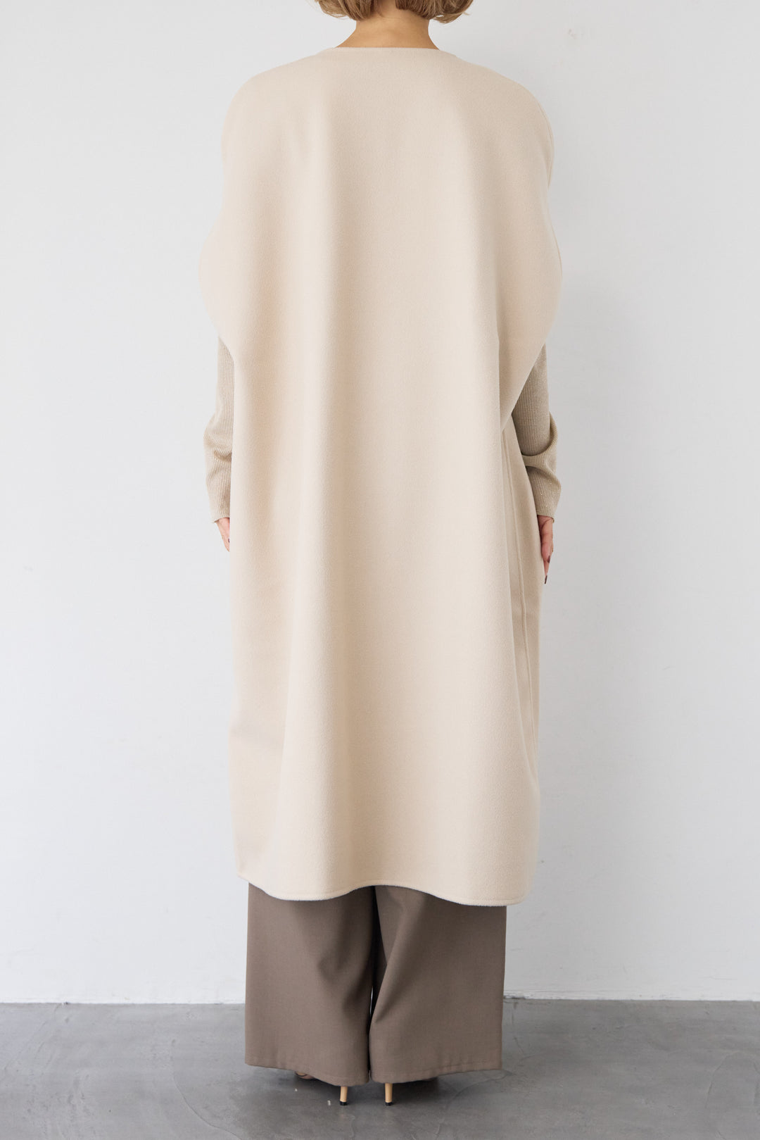 ウールライク・ノーカラー ロングジレ