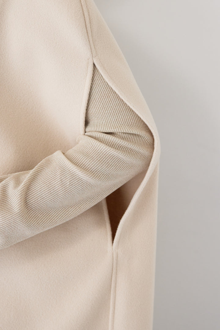 ウールライク・ノーカラー ロングジレ