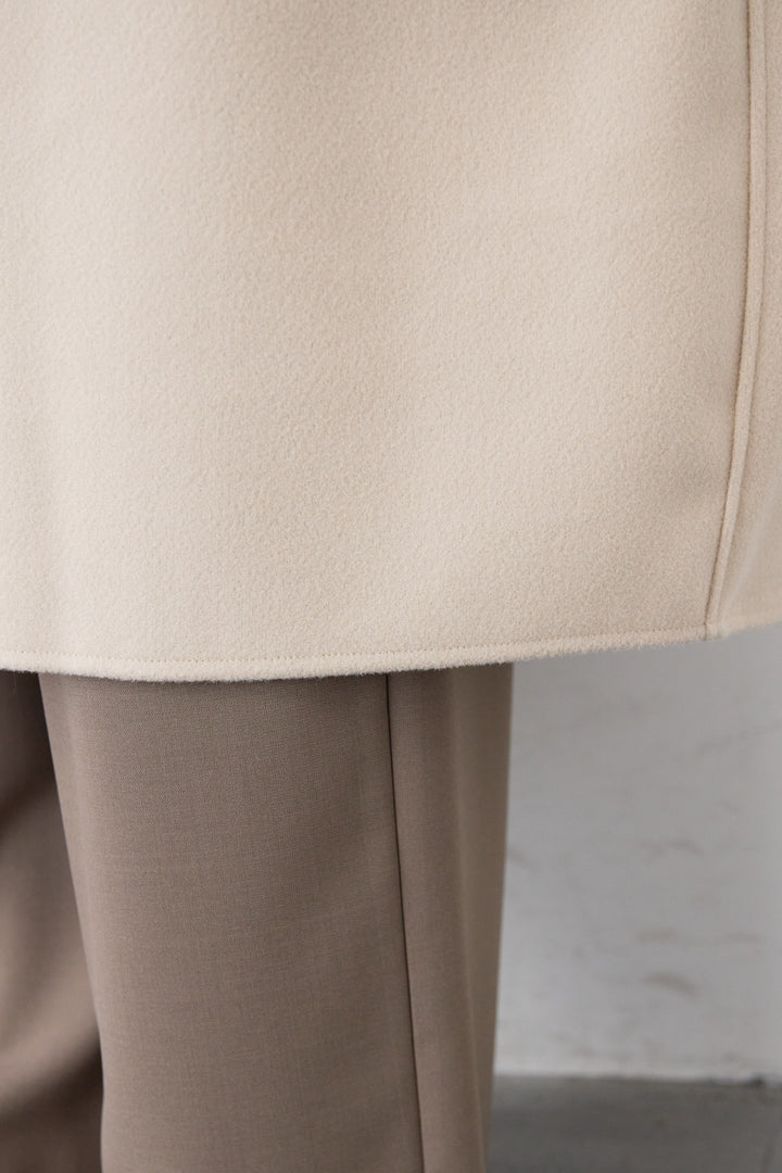 ウールライク・ノーカラー ロングジレ