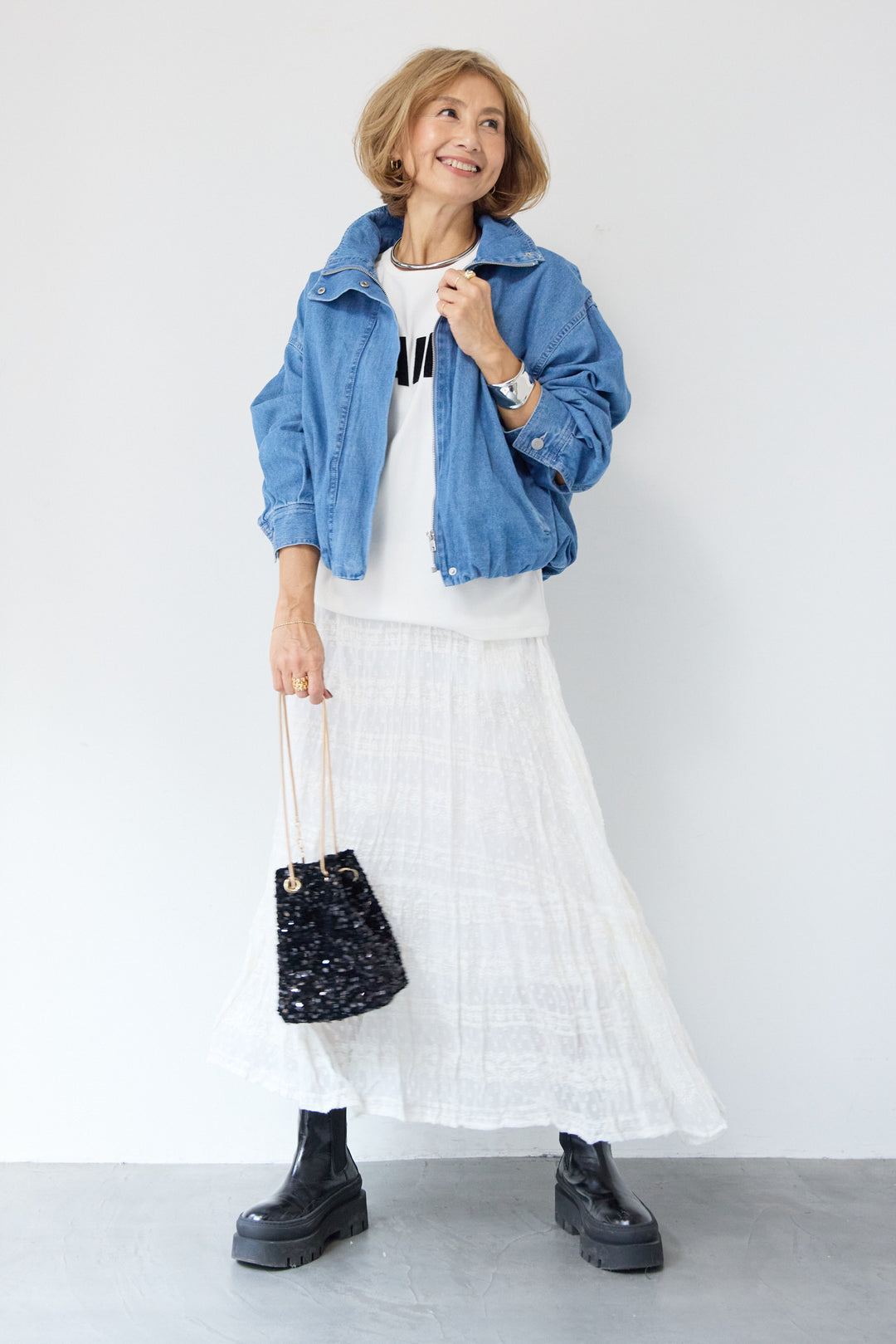 ボリュームスリーブ デニムブルゾン