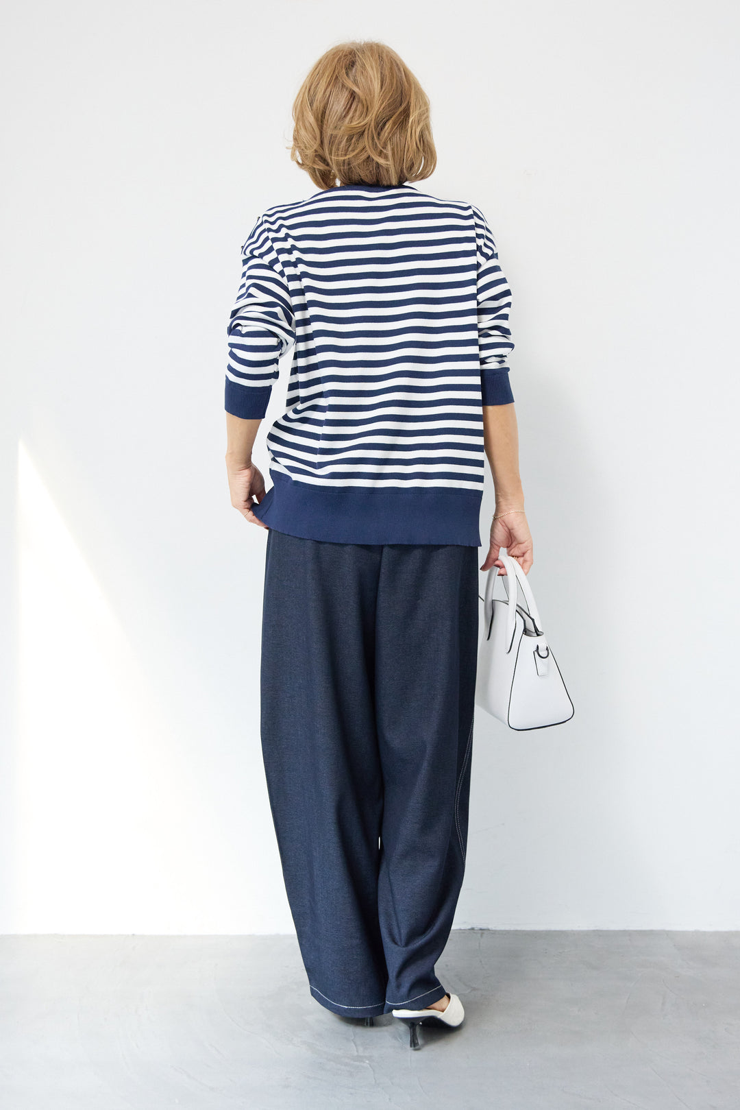 ゴールドボタン・ミラノリブ ボーダーニットプルオーバー