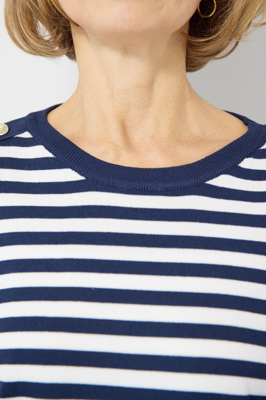 ゴールドボタン・ミラノリブ ボーダーニットプルオーバー