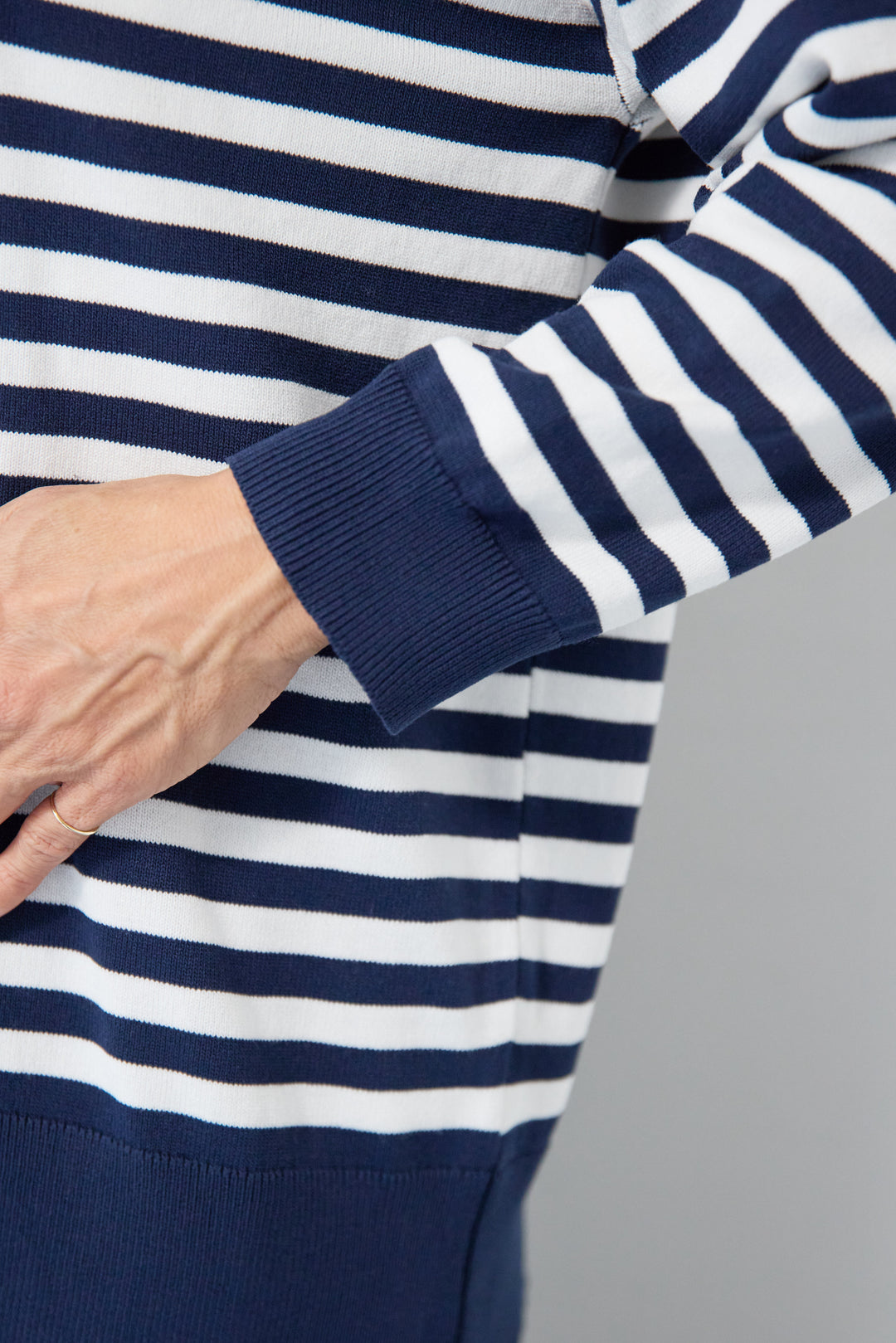 ゴールドボタン・ミラノリブ ボーダーニットプルオーバー