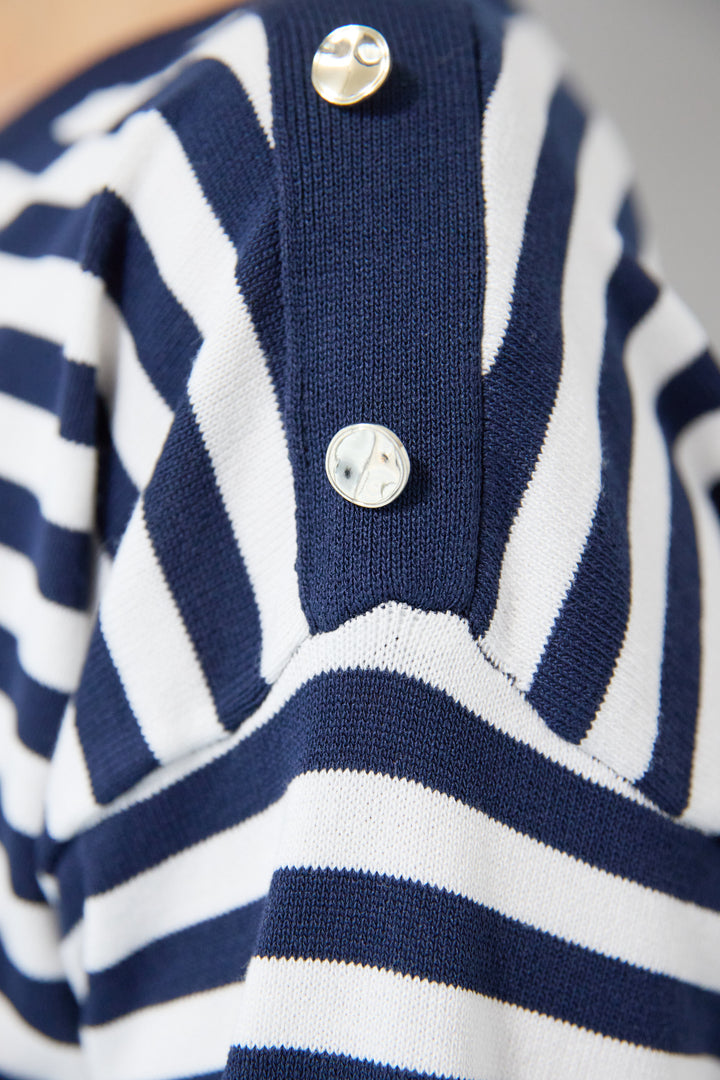 ゴールドボタン・ミラノリブ ボーダーニットプルオーバー