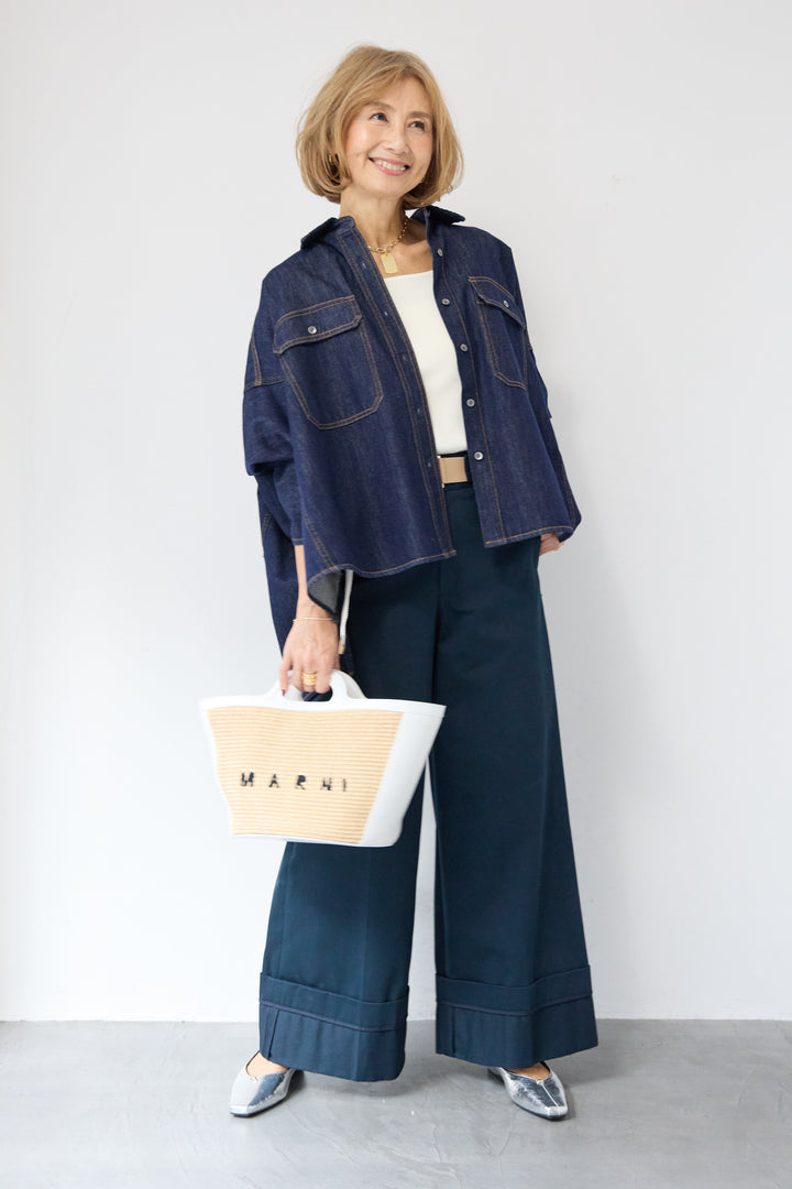 デニムライク・ドロストワイドジョガー