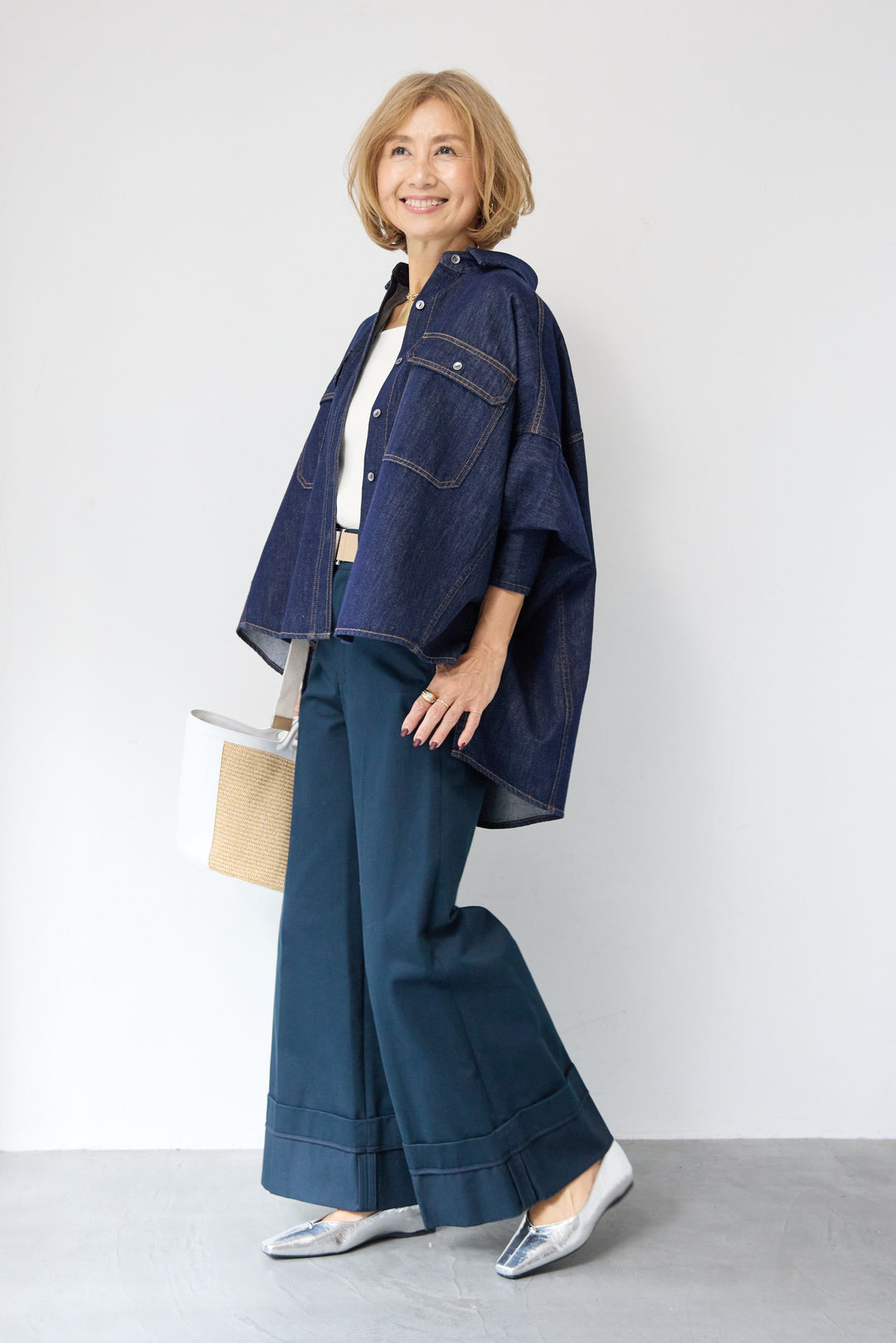 デニムライク・ドロストワイドジョガー