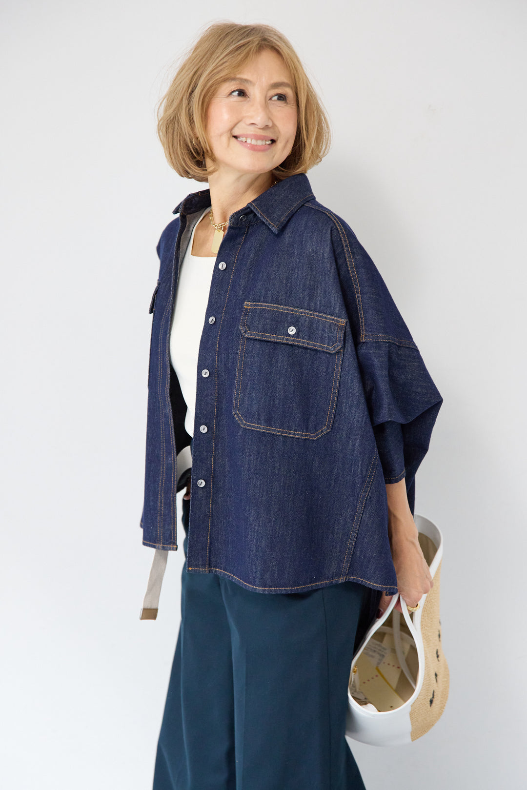 デニムライク・ドロストワイドジョガー