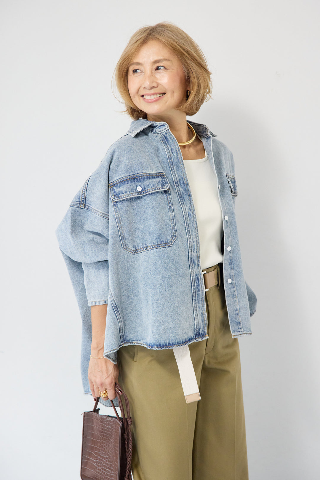 デニムライク・ドロストワイドジョガー