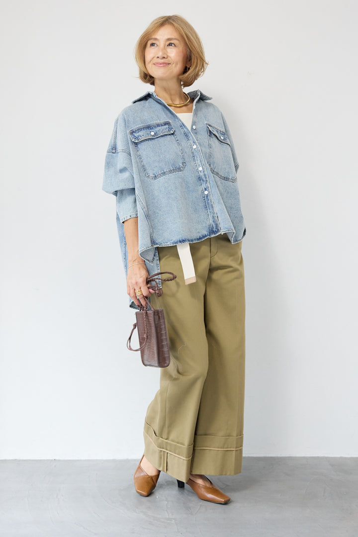 デニムライク・ドロストワイドジョガー