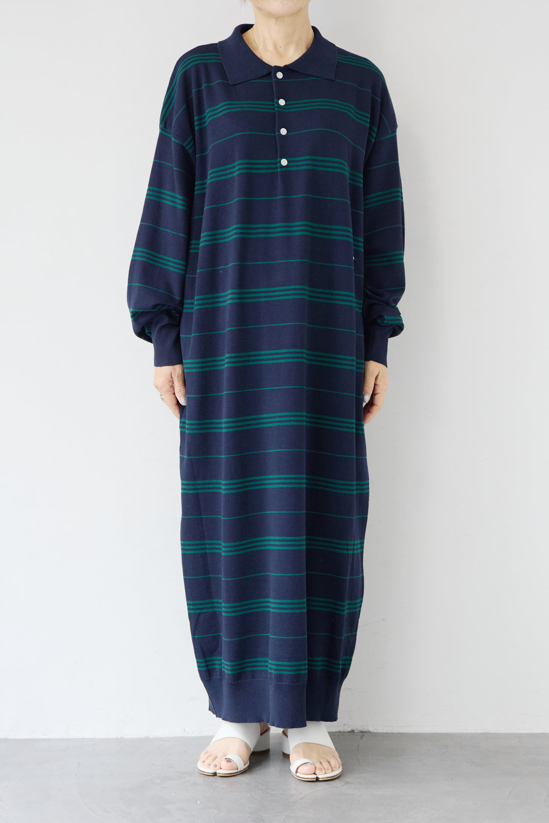 マルチボーダー ポロニットワンピース