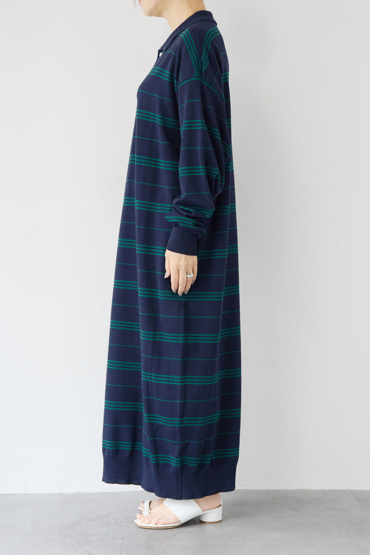 マルチボーダー ポロニットワンピース